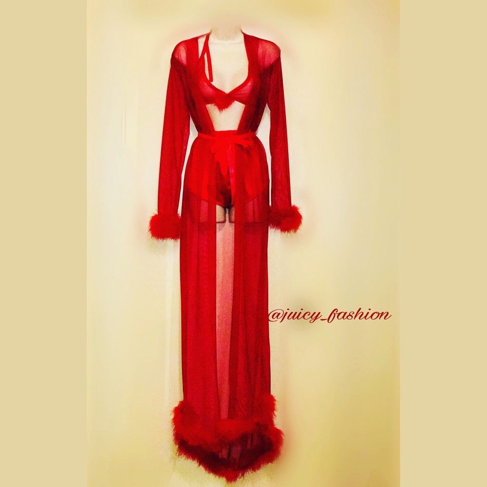 Sugarbaby Sugardaddy Robe  Sheer Long Feather robe